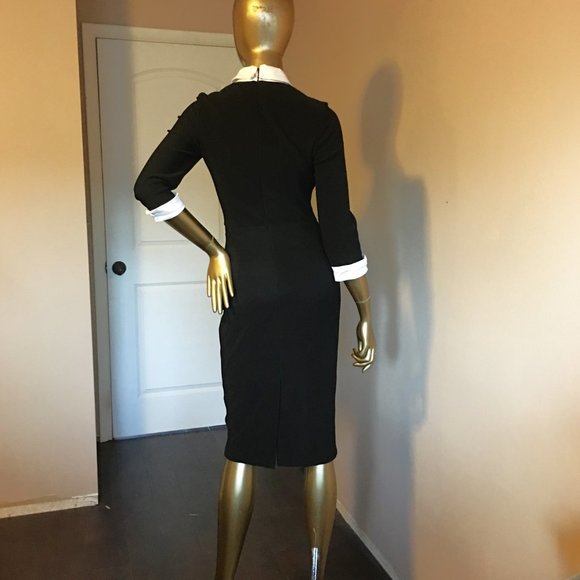 THE PRETTY DRESS COMPANY "Uma" Contrast Collar Pencil Dress     UK 8 = US size 4 - Picture 7 of 14